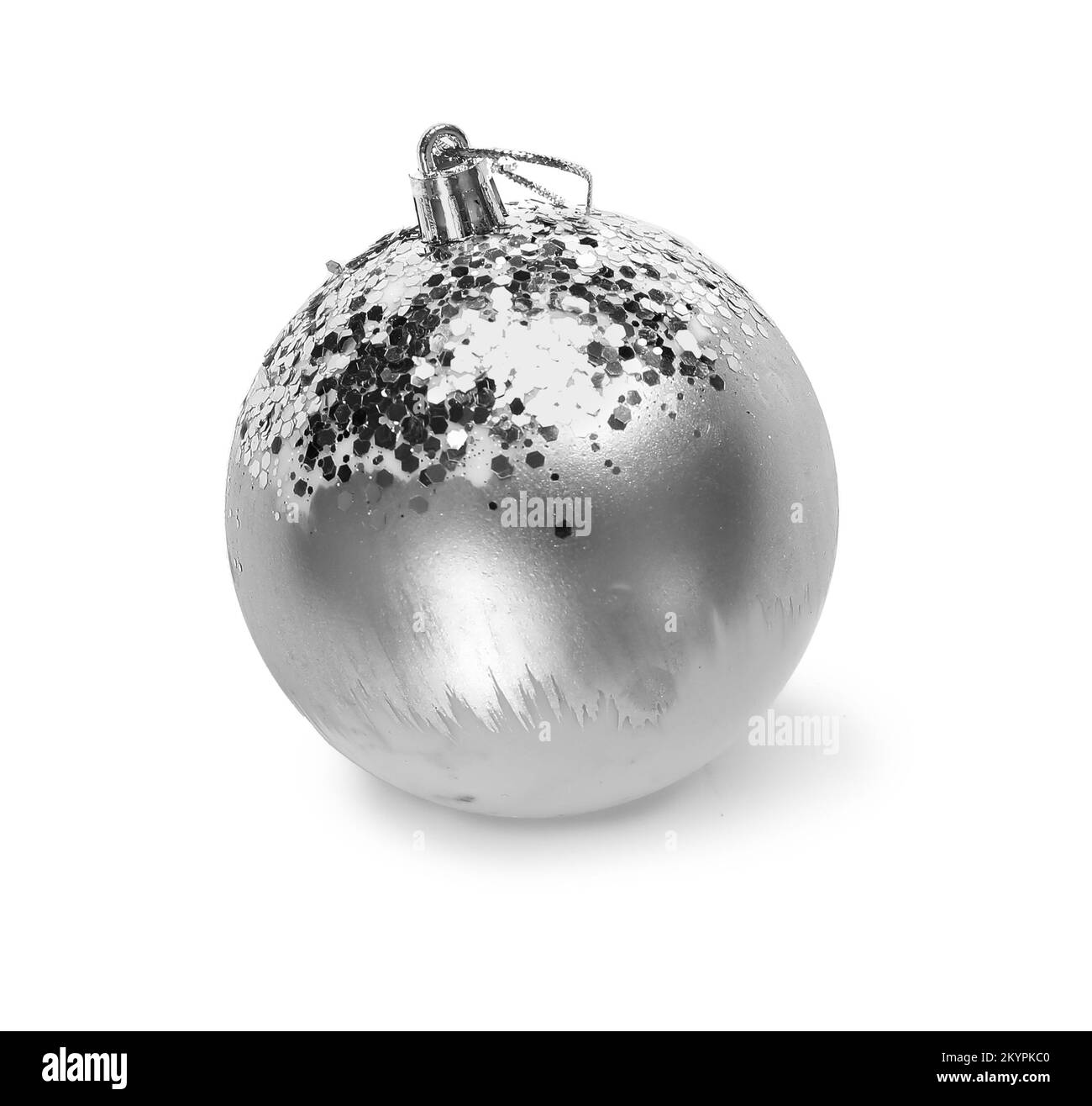 Bal de Noël argent isolé sur fond blanc Banque D'Images