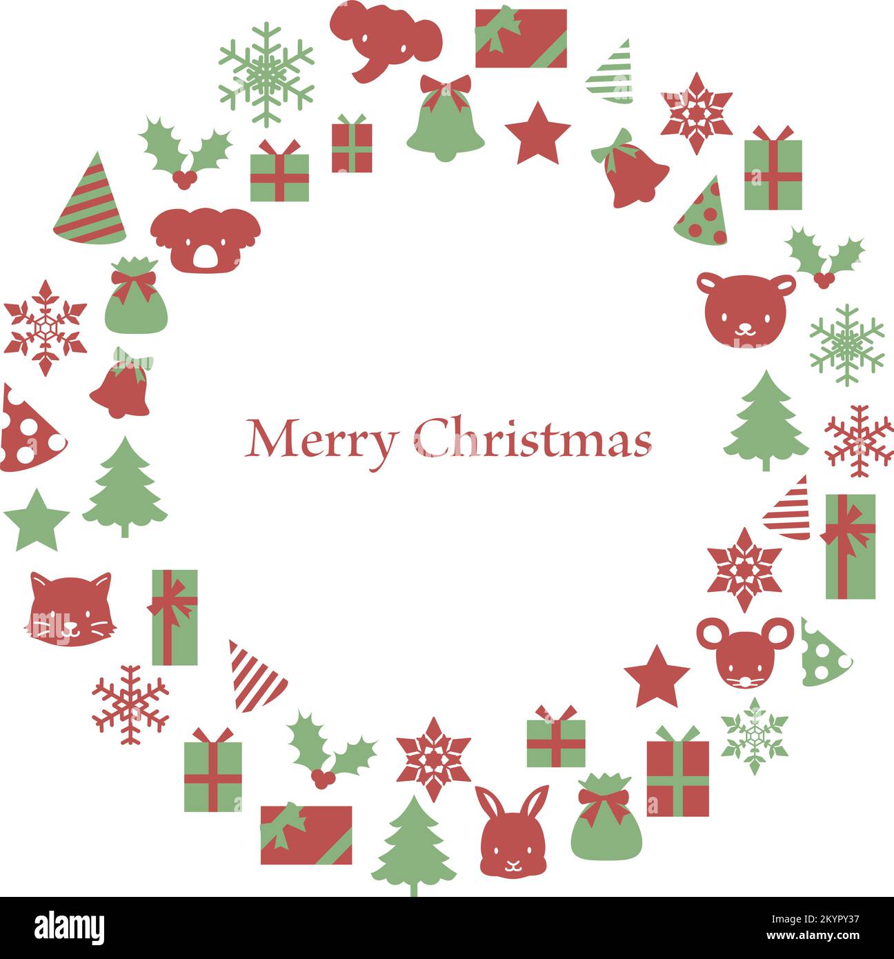 Cadre pour couronne de Noël. Vert et rouge. Illustration plate colorée. Illustration de Vecteur