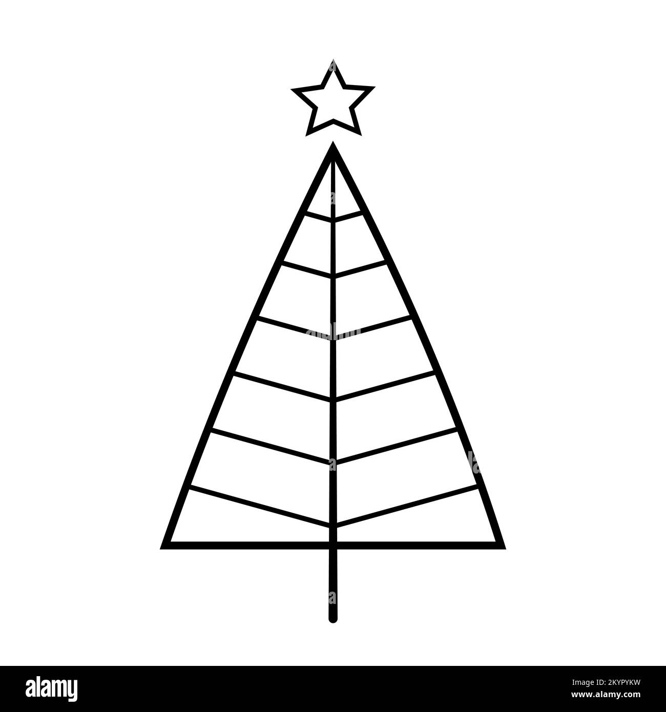 Arbre de Noël et de nouvel an dessiné à la main sur fond blanc. Élément Doodle pour la décoration pour les vacances d'hiver. Illustration vectorielle isolée. Illustration de Vecteur