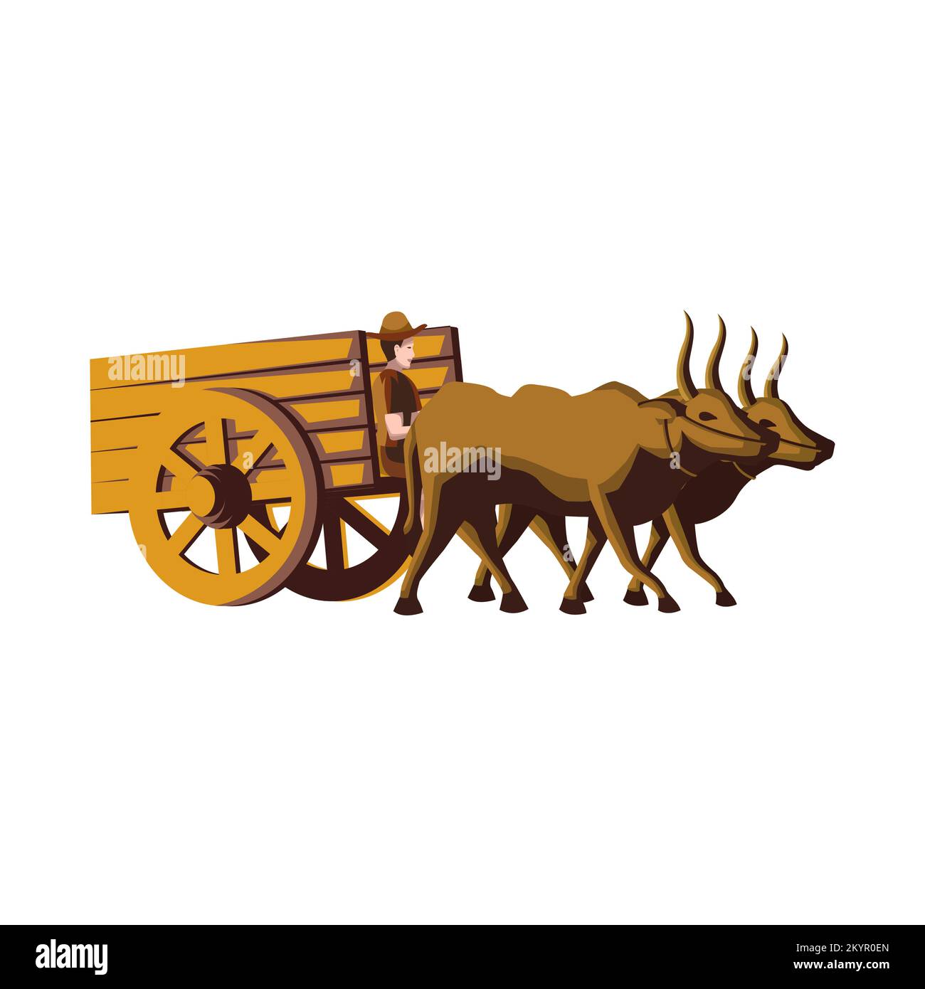Clipart de la version de dessin animé de chariot de vache, illustration vectorielle Illustration de Vecteur