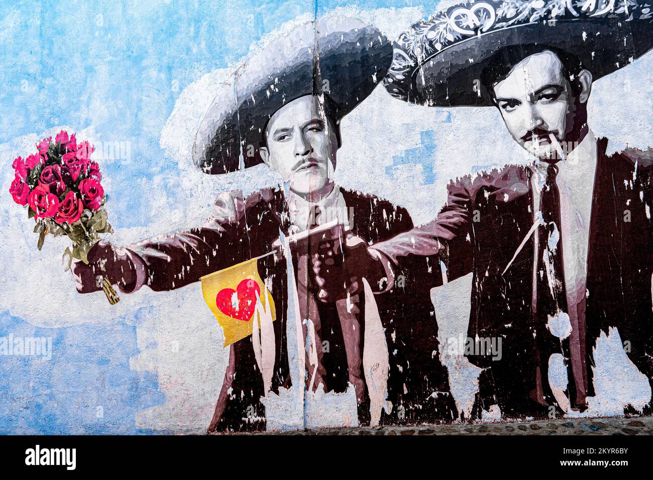Icônes de l'âge d'or du cinéma mexicain de l'art de rue dans la ville d'Oaxaca, au Mexique Banque D'Images
