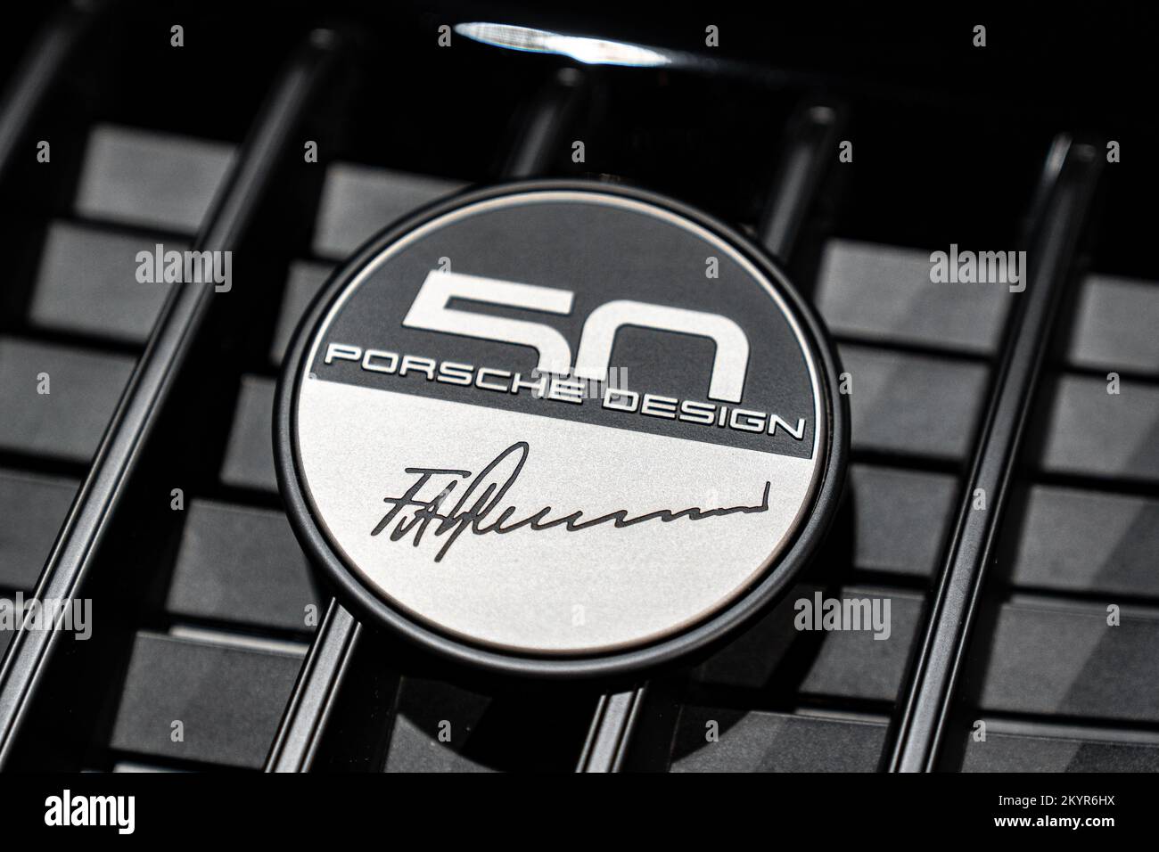 50 ans d'emblème Porsche Design. D'une Porsche 911 au Musée Porsche, à Stuttgart, en Allemagne Banque D'Images