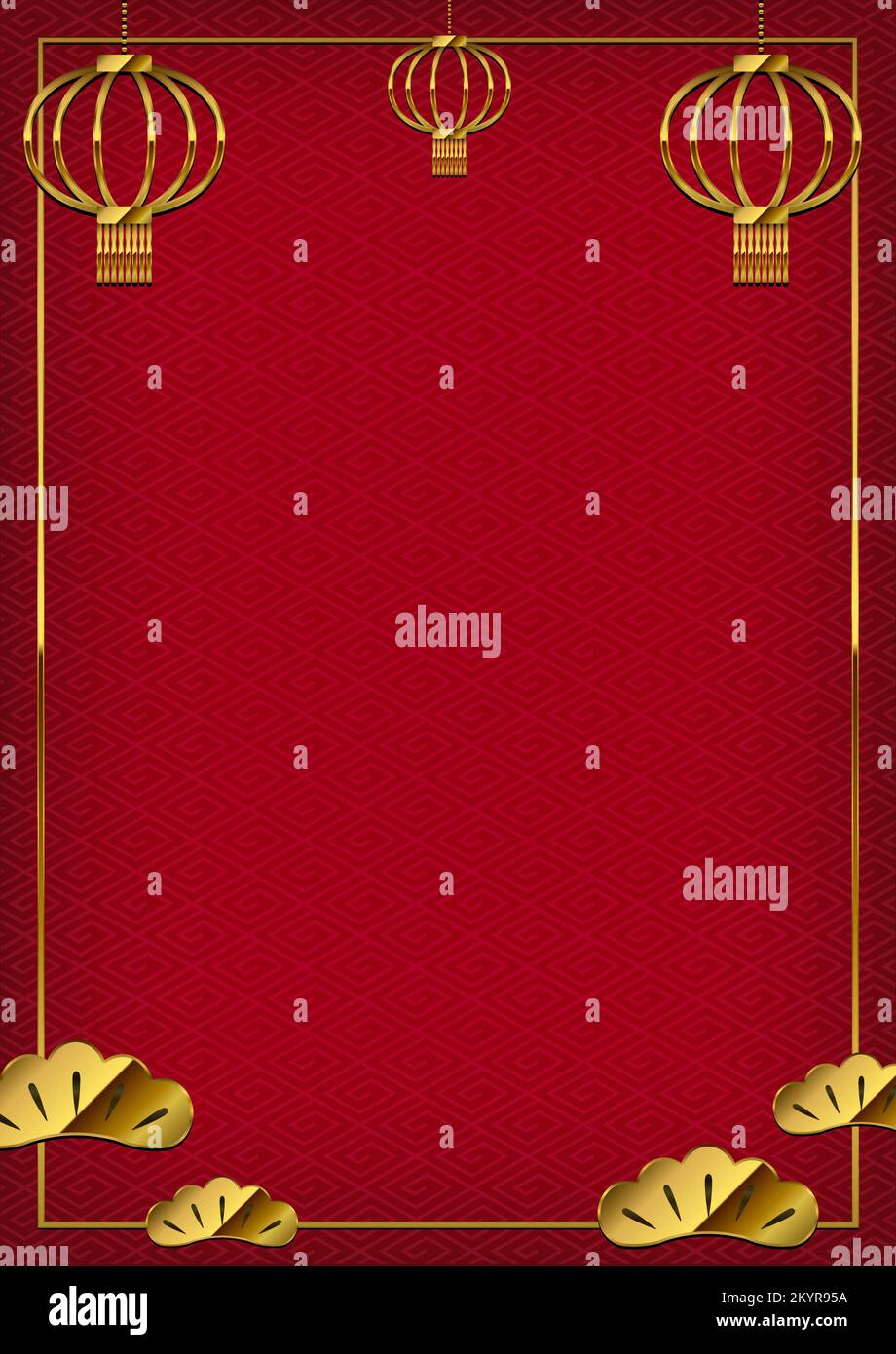 Illustration de la bannière vecteur de la nouvelle année orientale avec espace de texte ( format A4 | portrait ) Illustration de Vecteur