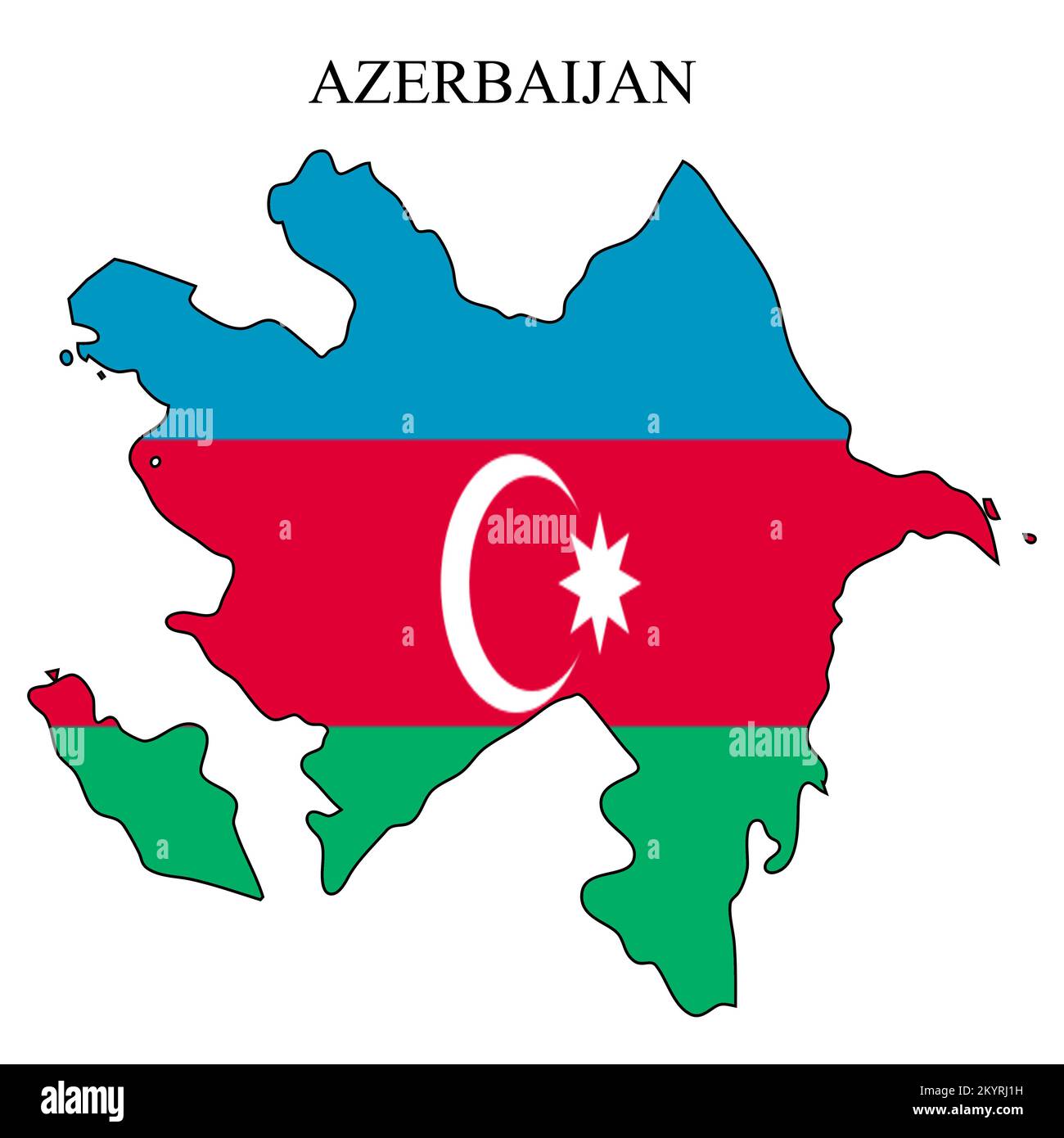 Illustration vectorielle de la carte de l'Azerbaïdjan. Économie mondiale. Pays célèbre. Europe de l'est. Asie de l'Ouest. Illustration de Vecteur