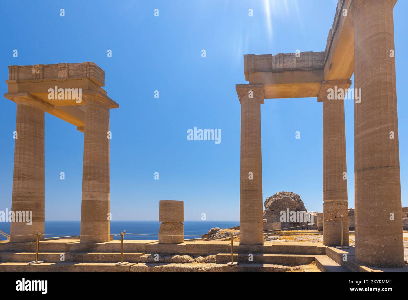 L'Acropole de Lindos, l'architecture historique de l'île de Rhodes, la Grèce, l'Europe. Banque D'Images