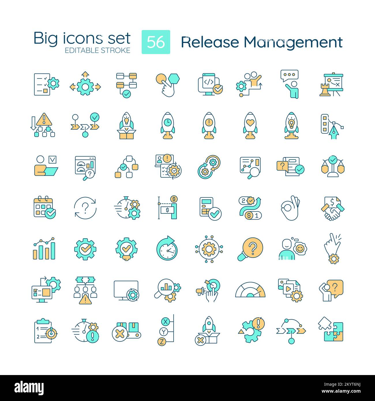Jeu de grandes icônes de couleur RVB de gestion des versions Illustration de Vecteur
