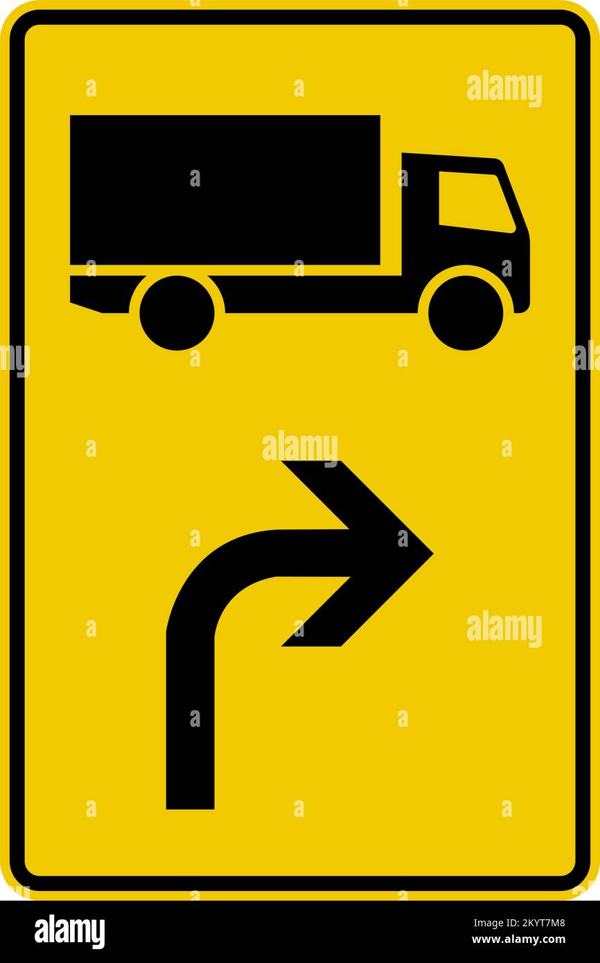 Itinéraire pour les catégories de véhicules mentionnées (tournez après le panneau). , Detour panneaux, panneaux de signalisation Allemagne Illustration de Vecteur