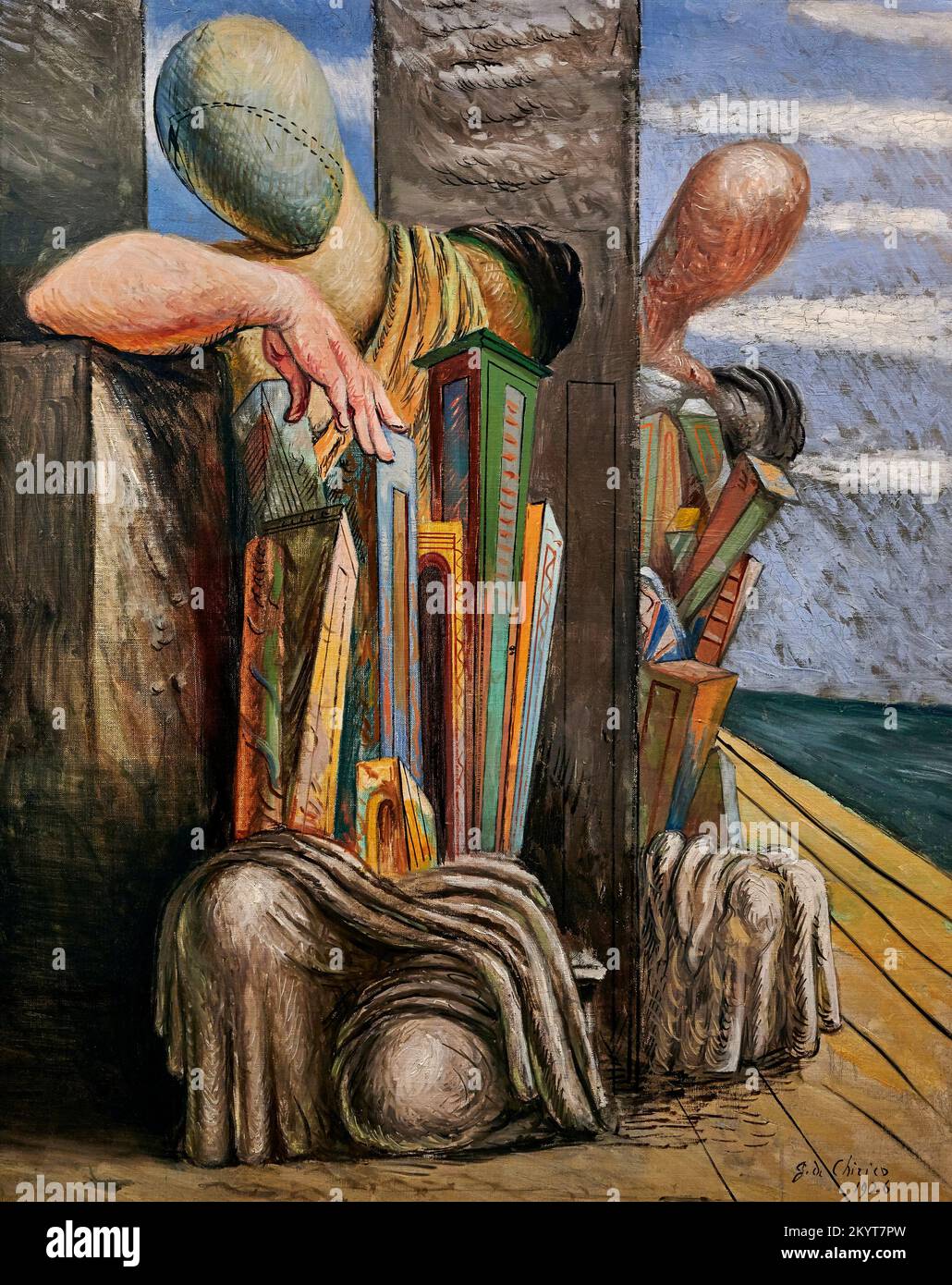 Manichini dans riva al mare, il riposo del filosofo - olio su tela - Giorgio de Chirico - 1926 - Milano, Museo del Novecento Banque D'Images