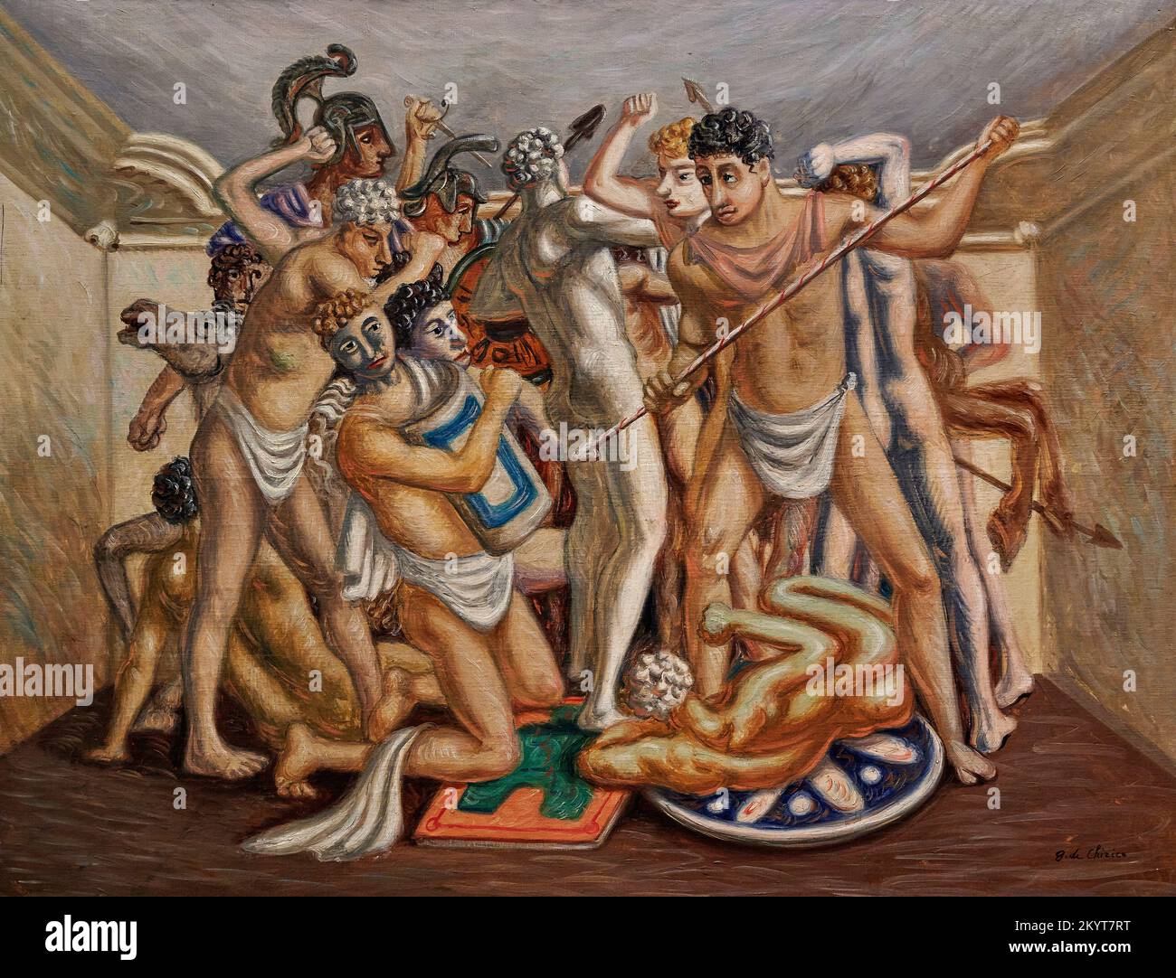 Combattimento ( Gladiatori ) - olio su tela - Giorgio de Chirico - 1929 - Milano, Museo del Novecento Banque D'Images