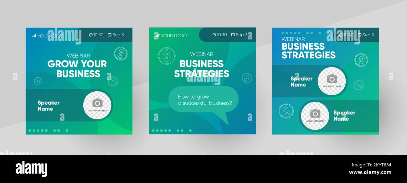 Modèle de publication sur les réseaux sociaux pour les séminaires en ligne professionnels. Arrière-plan et illustration de la conception de bannières de médias sociaux dans Vector. Illustration de Vecteur