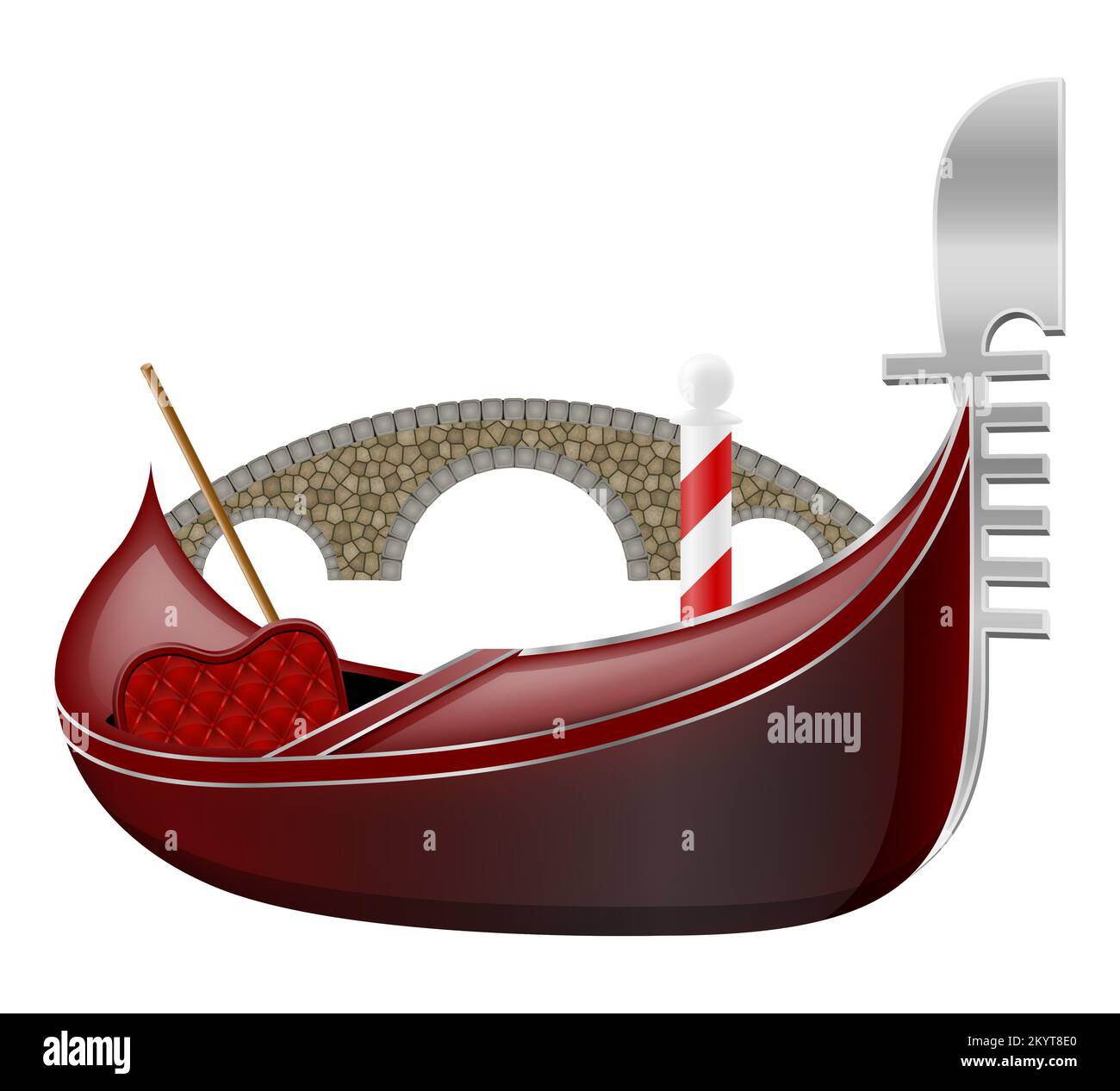 télécabine traditionnelle italienne bateau à venise illustration vectorielle isolée sur fond blanc Banque D'Images