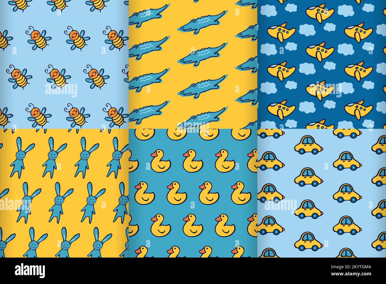 Ensemble de jolis motifs de dessin animé pour enfants. Motifs de Doodle Illustration de Vecteur