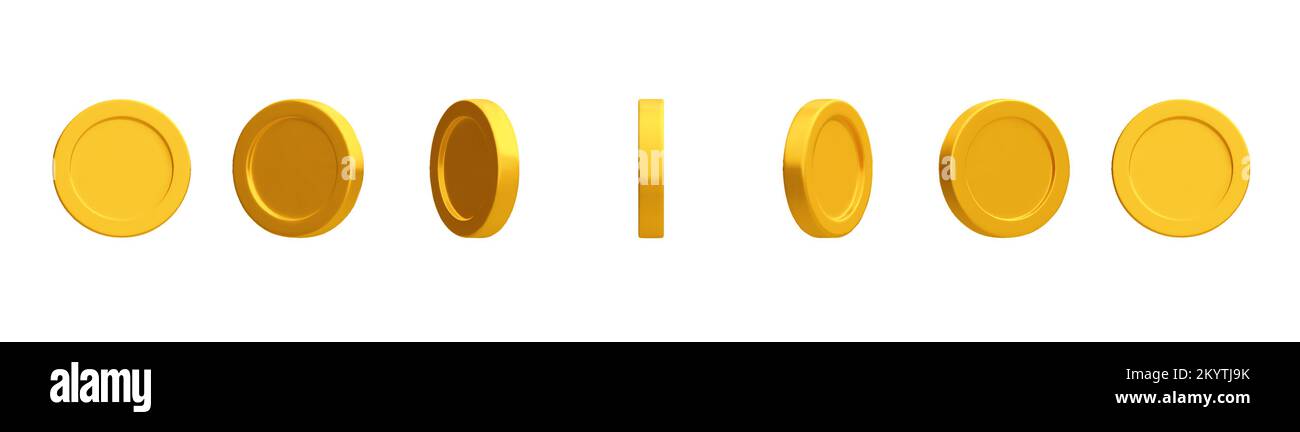 3D pièces d'or rotatives, ensemble d'argent doré. Illustration vectorielle Illustration de Vecteur