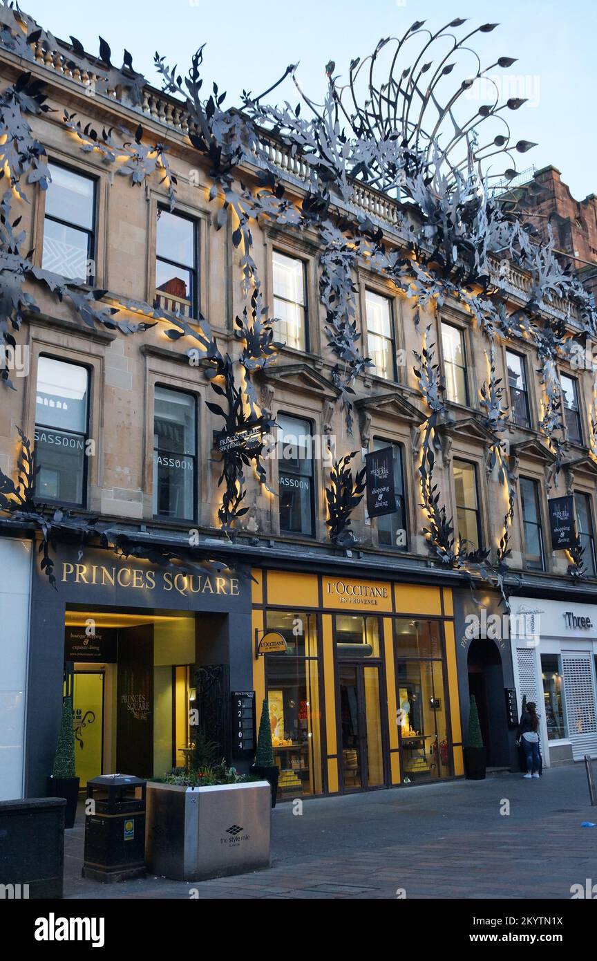 Glasgow, Écosse (Royaume-Uni) : façade du centre commercial Princes Square sur Buchanan Street Banque D'Images