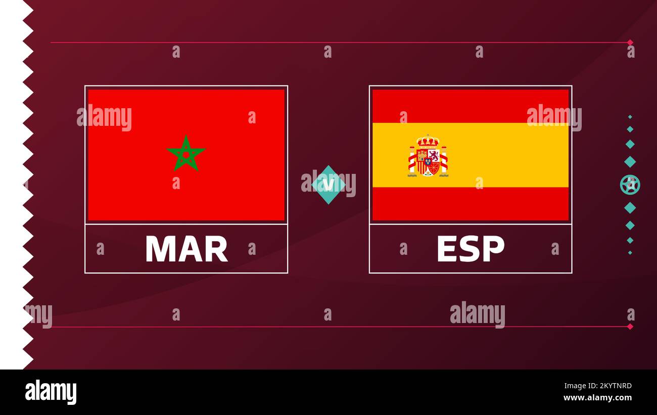 maroc espagne jeu de 16 match de football 2022. Match du championnat du monde de football 2022 contre les équipes intro sport fond, compet de championnat Illustration de Vecteur