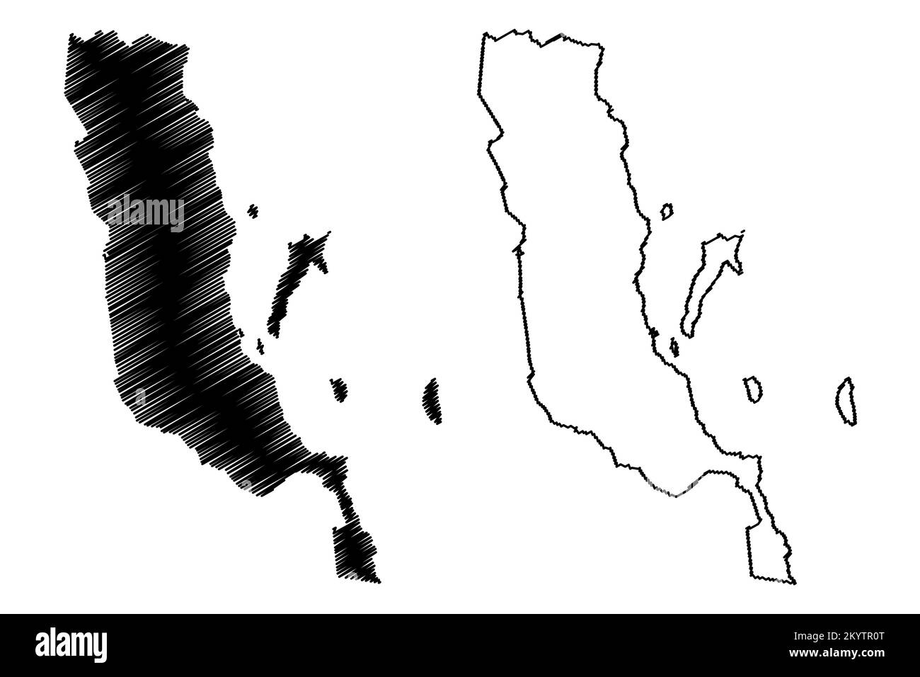 Municipalité de Loreto (État libre et souverain de Baja California sur, Mexique, États-Unis mexicains) carte illustration vectorielle, scribble sketch Loreto M. Illustration de Vecteur