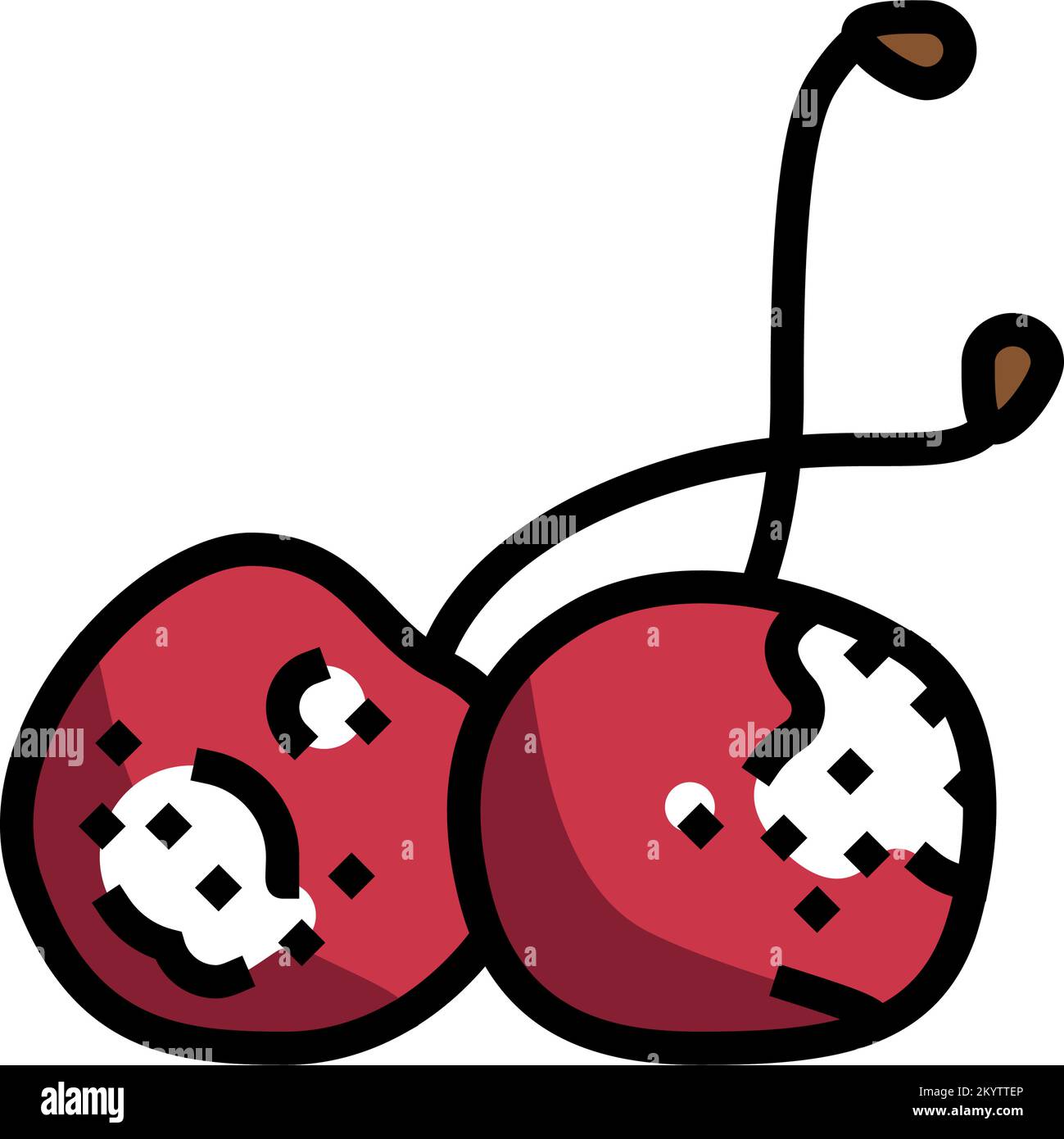 illustration vectorielle d'icône de couleur d'aliment pourri de cerisier Illustration de Vecteur