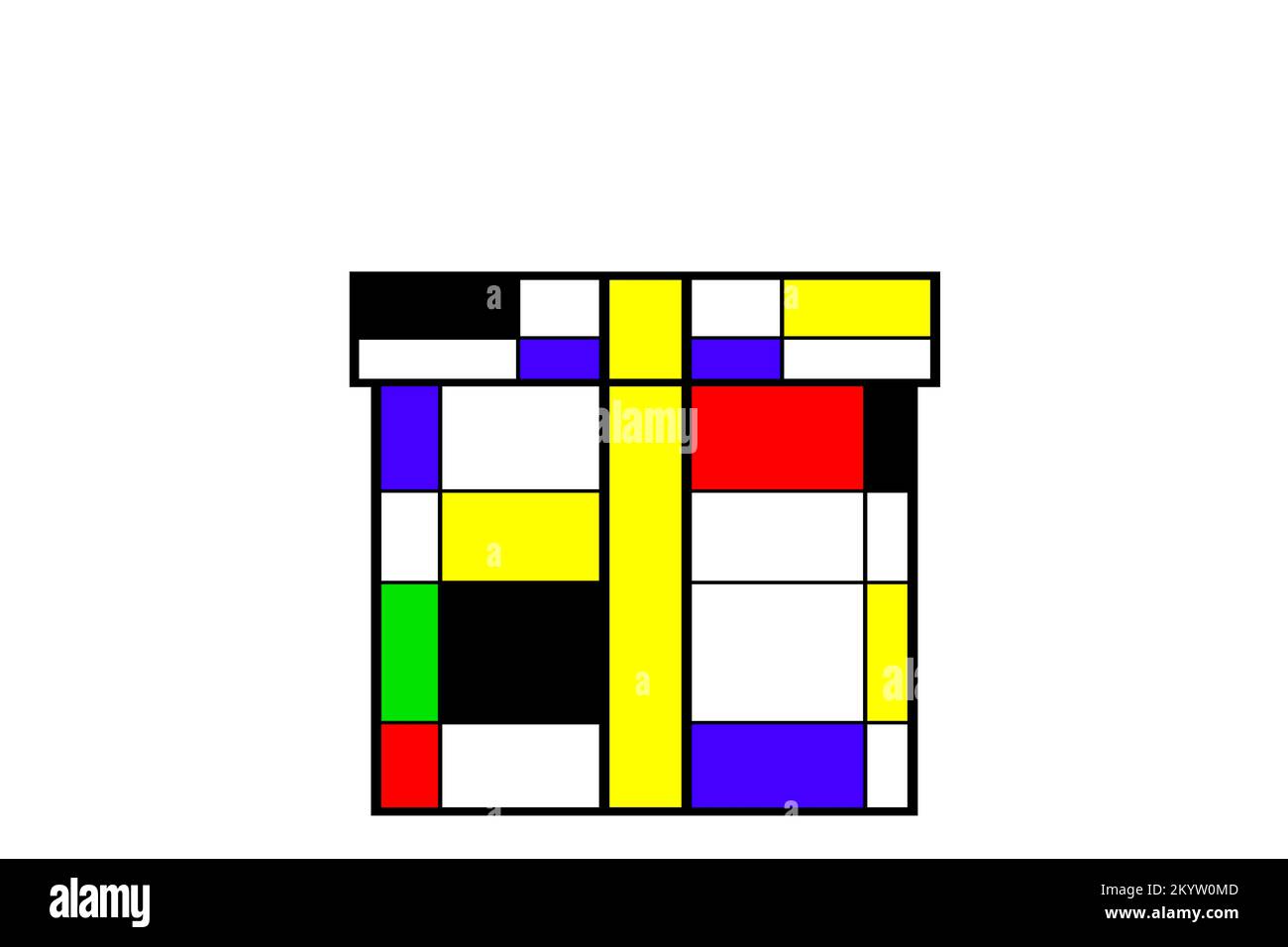 Boîte cadeau colorée avec rectangles de style Mondrian Banque D'Images