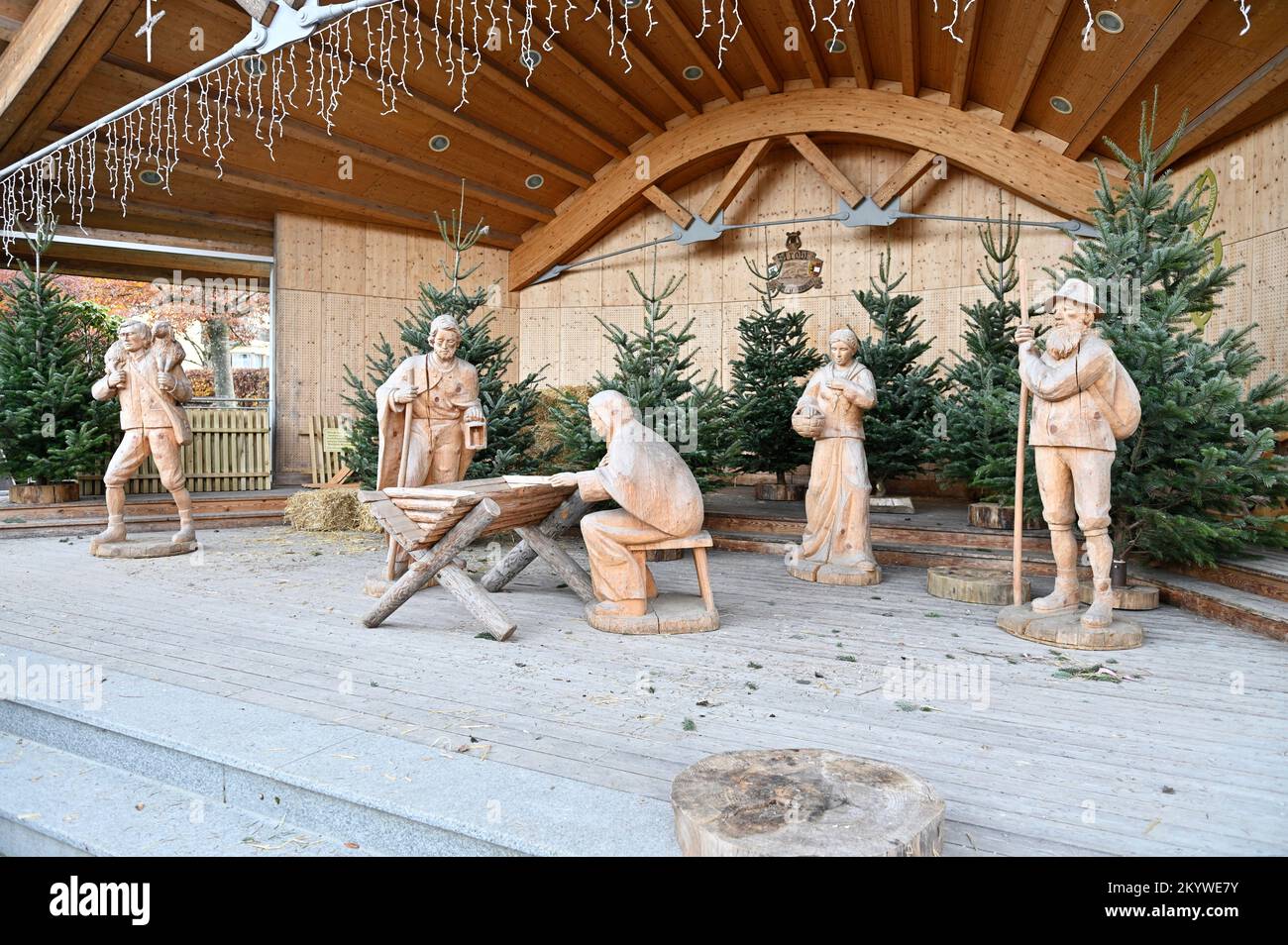 Strobl, haute-Autriche, Autriche. Berceau de Noël à Strobl sur le lac Wolfgang Banque D'Images