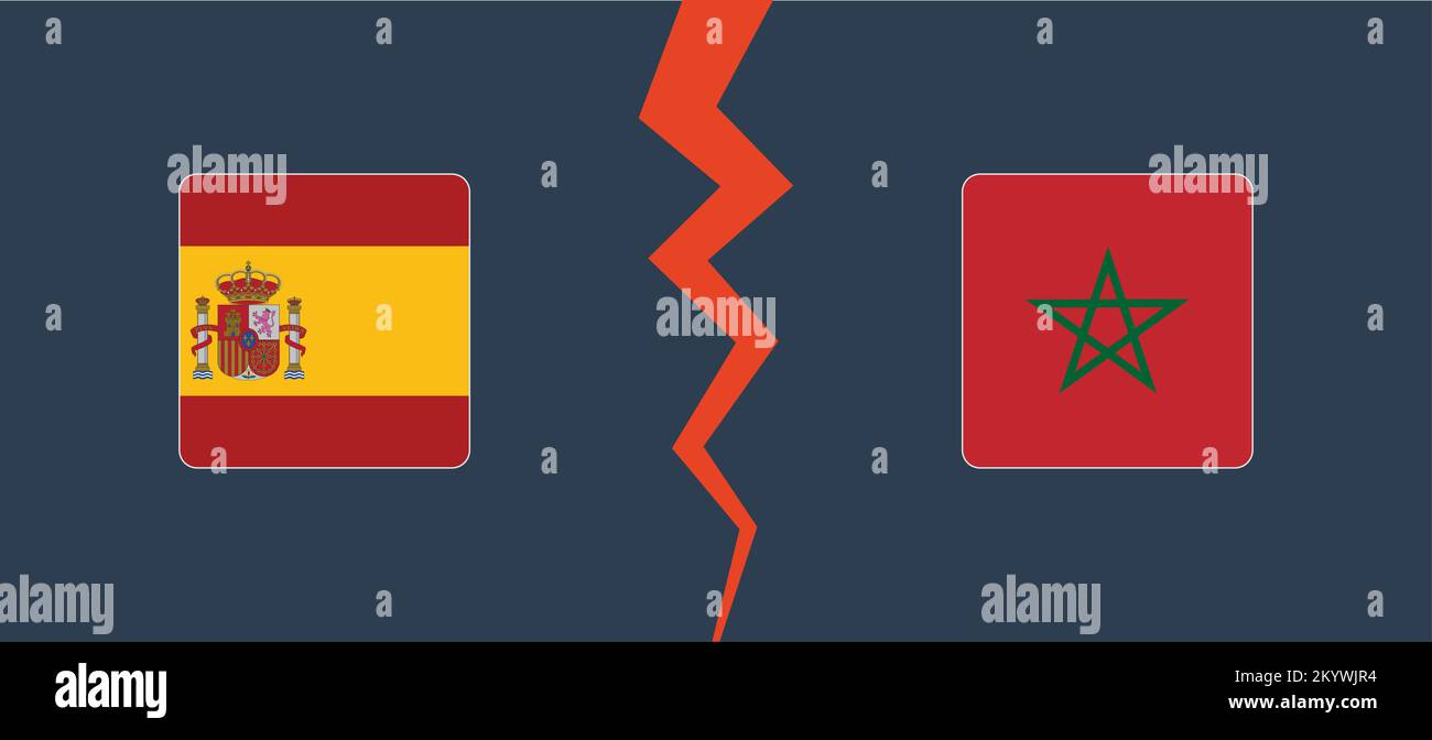 Maroc contre Espagne. Notion d'opposition, de concurrence et de division Illustration de Vecteur