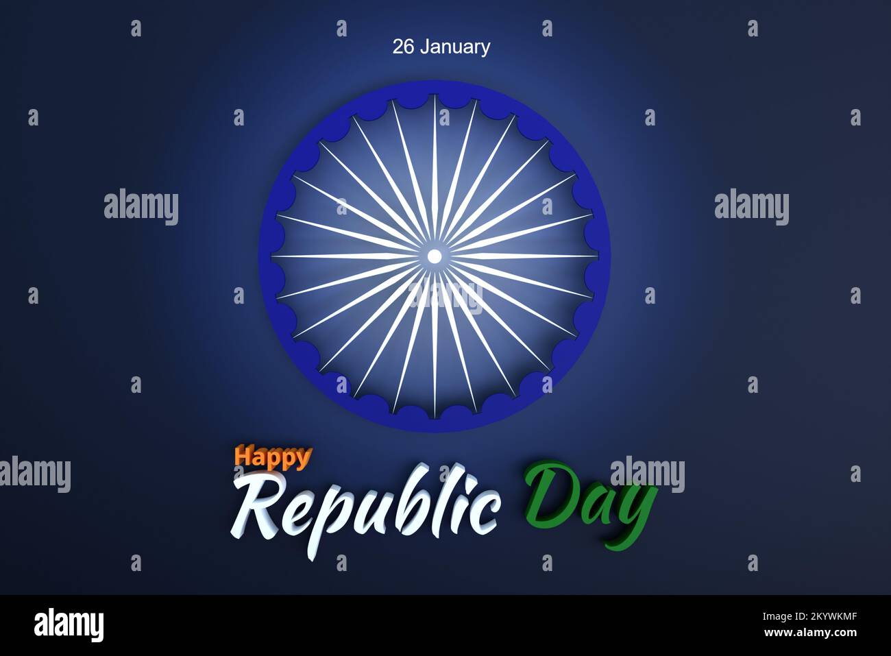 India republic Day bleu foncé fond design en 3D illustration, concept art pour la république indienne jour festival 3D rendu, 26th bannière de la république jour Banque D'Images