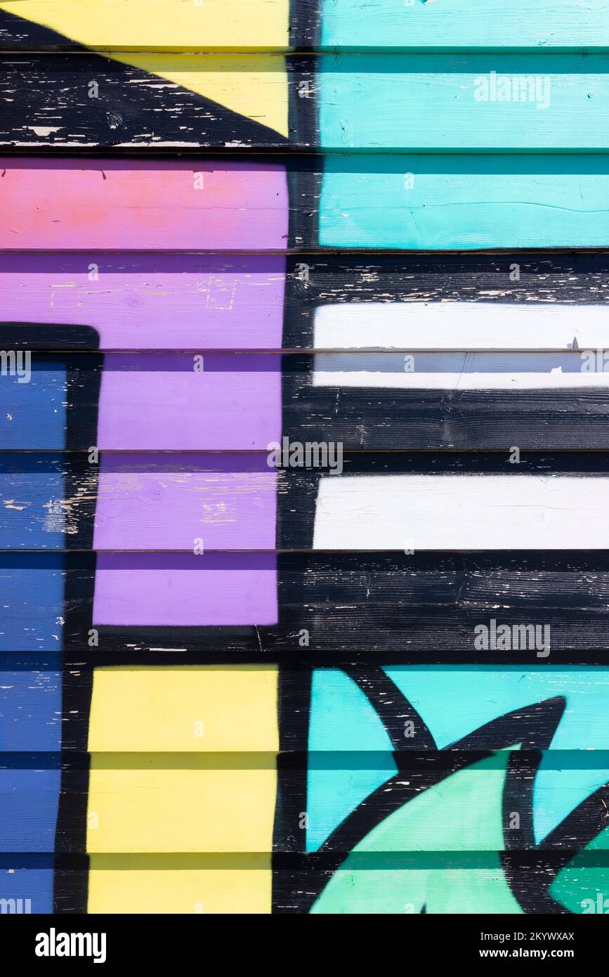 Art graphique peint sur un fond en bois art multicolore art multicolore art multicolore art graphique design graphique graffitti Banque D'Images