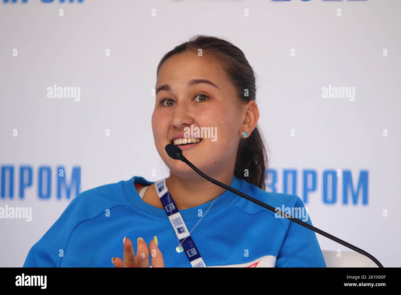 Saint-Pétersbourg, Russie. 02nd décembre 2022. Kamilla Rakhimova, de la Fédération de Russie, lors de la conférence de presse sur les trophées du tournoi international de tennis d'équipe du Palmyra du Nord 2022. Crédit : SOPA Images Limited/Alamy Live News Banque D'Images