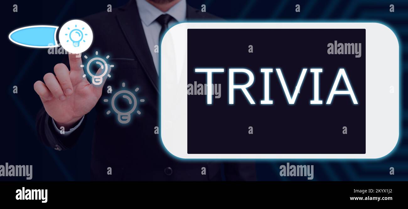 Affiche textuelle montrant Trivia. Concept signification détails