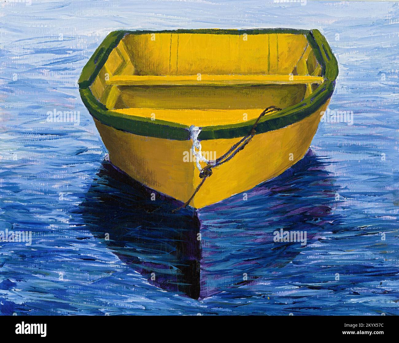 Barque jaune peinture acrylique vive. Banque D'Images