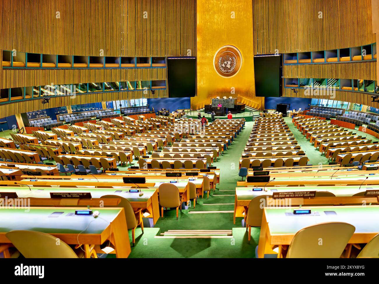 New York. Manhattan. États-Unis. Siège de l'Organisation des Nations Unies. Salle de l'Assemblée générale Banque D'Images