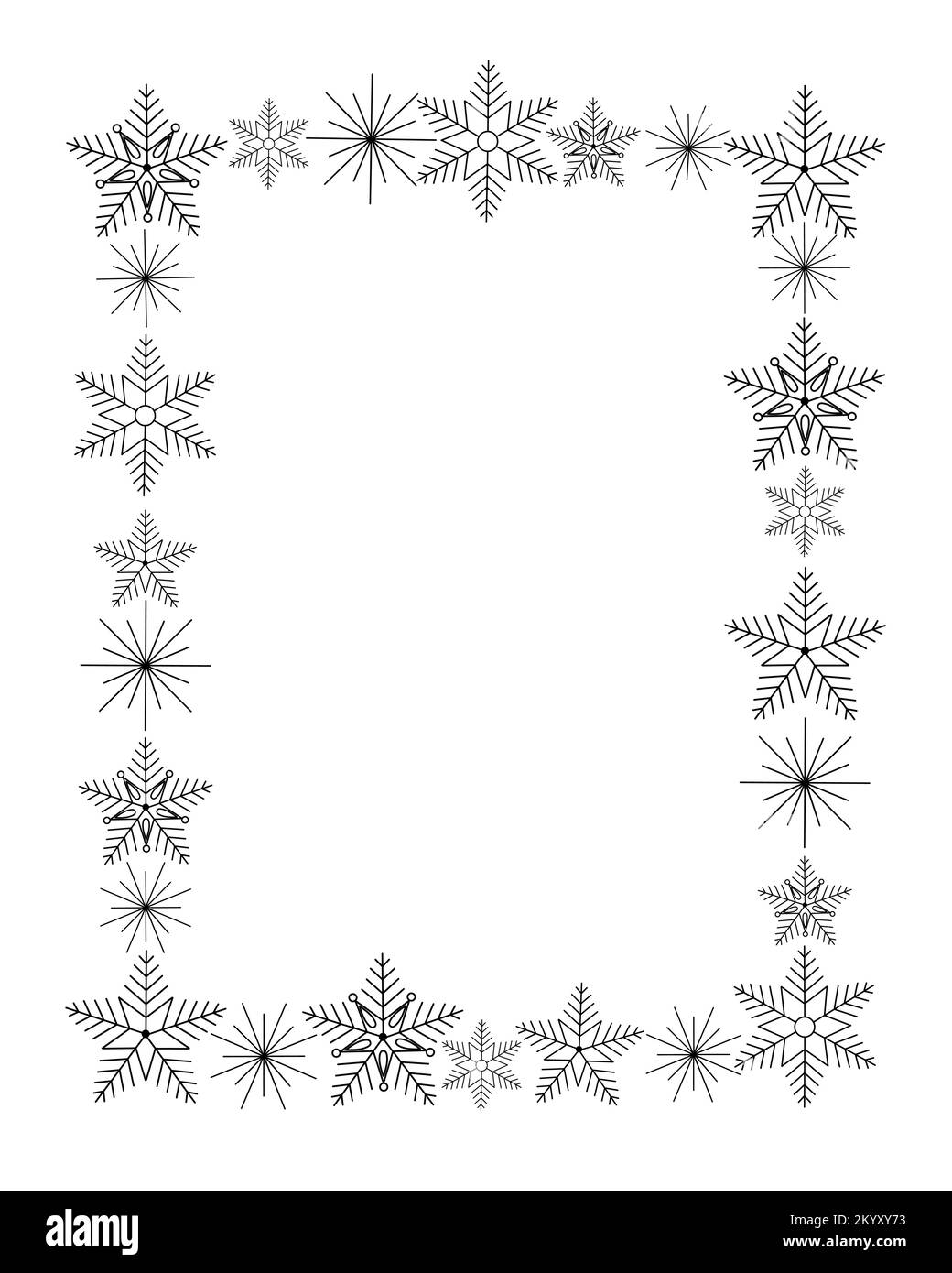 Flocons de neige Noël festif cadre rectangulaire modèle illustration vectorielle, nouvel an fête fond avec espace pour le texte, carte, affiche, bannière Illustration de Vecteur