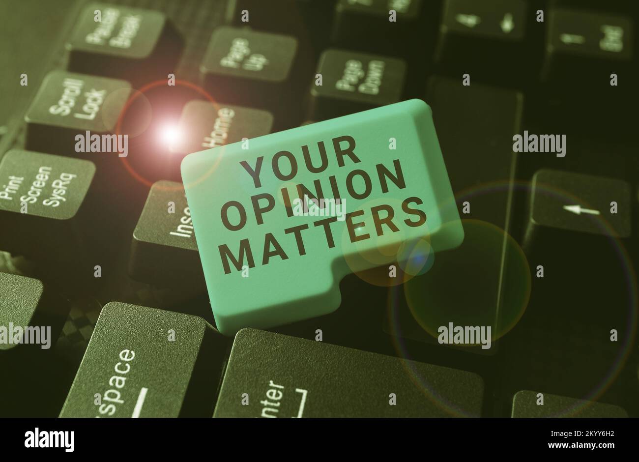 Affiche affichant votre opinion compte. Mot pour avoir votre mot à dire en fournissant une précieuse contribution à améliorer Banque D'Images