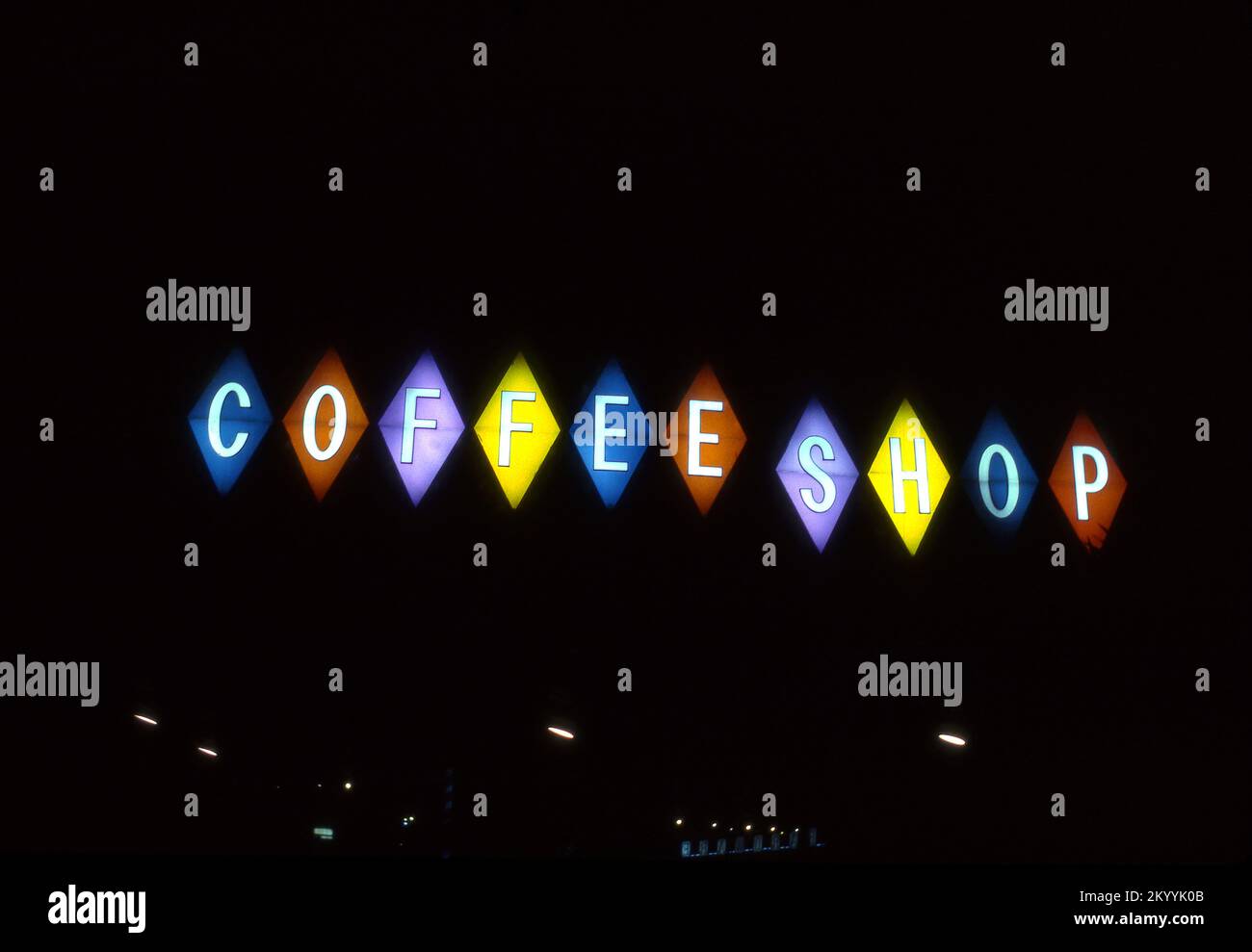 Affiche vintage café-restaurant la nuit à Inglewood, CA Banque D'Images