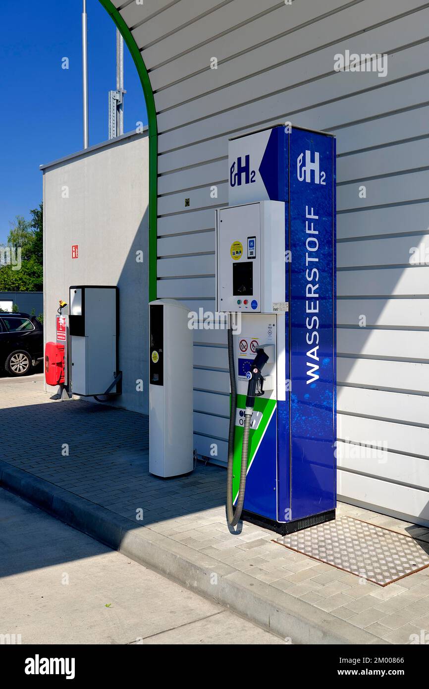 Station de remplissage d'hydrogène, Munich, Bavière. Allemagne Banque D'Images