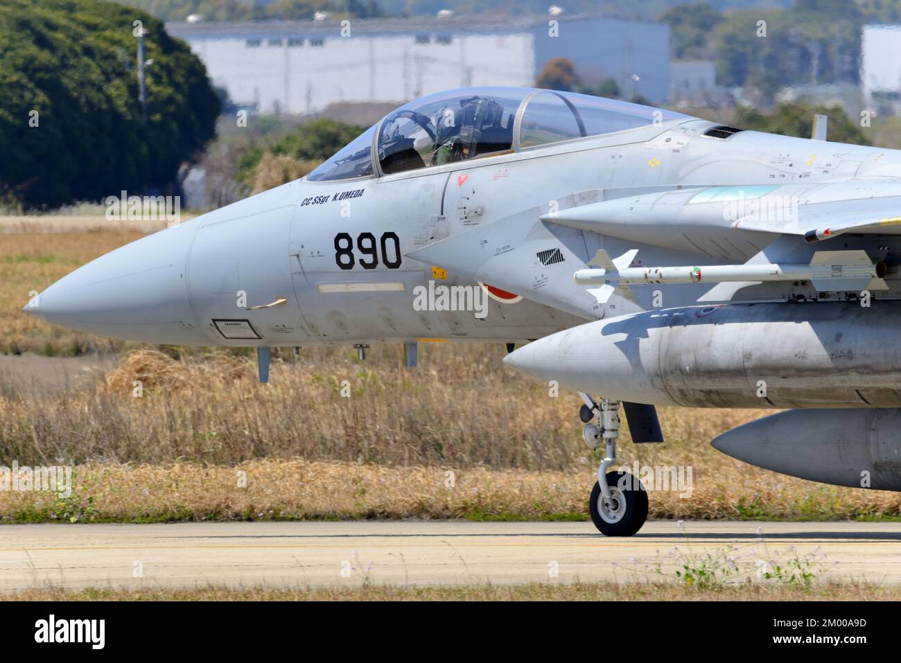 Préfecture de Fukuoka, Japon - 14 avril 2014 : Boeing F-15J de la Force aérienne d'autodéfense du Japon. Banque D'Images