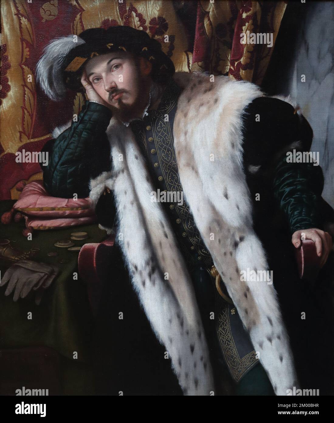 Portrait du Comte Fortunato Martinengo par le peintre italien de la Renaissance Moretto da Brescia à la National Gallery, Londres, Royaume-Uni Banque D'Images