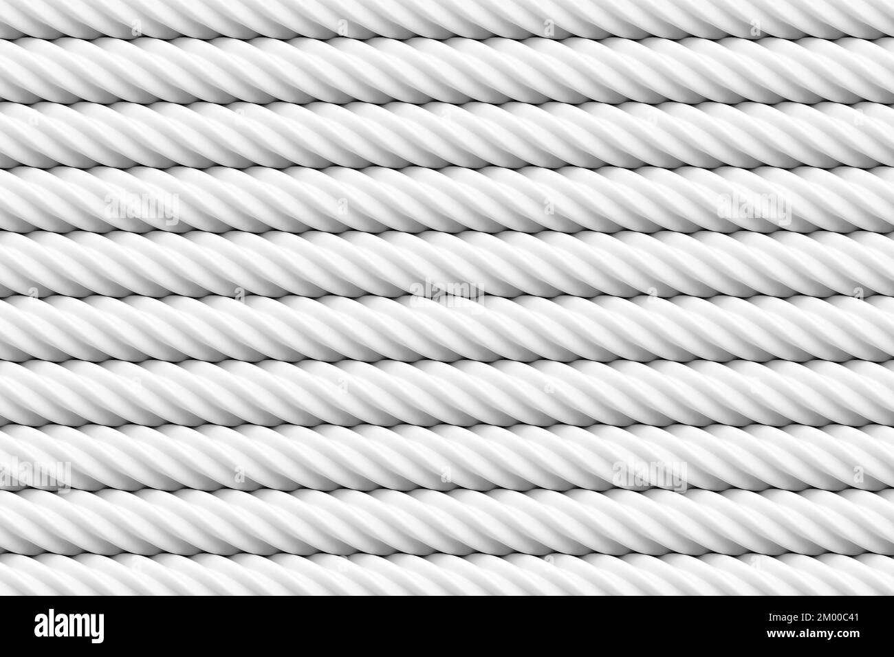 Superposition de corde blanche sur fond de motif horizontal, arrière-plan de texture abstraite, rendu 3D Banque D'Images