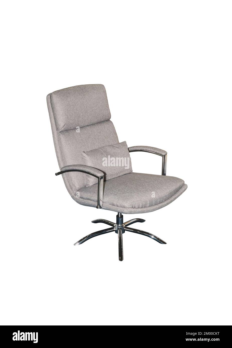 Élégante chaise de bureau grise sur fond blanc Banque D'Images