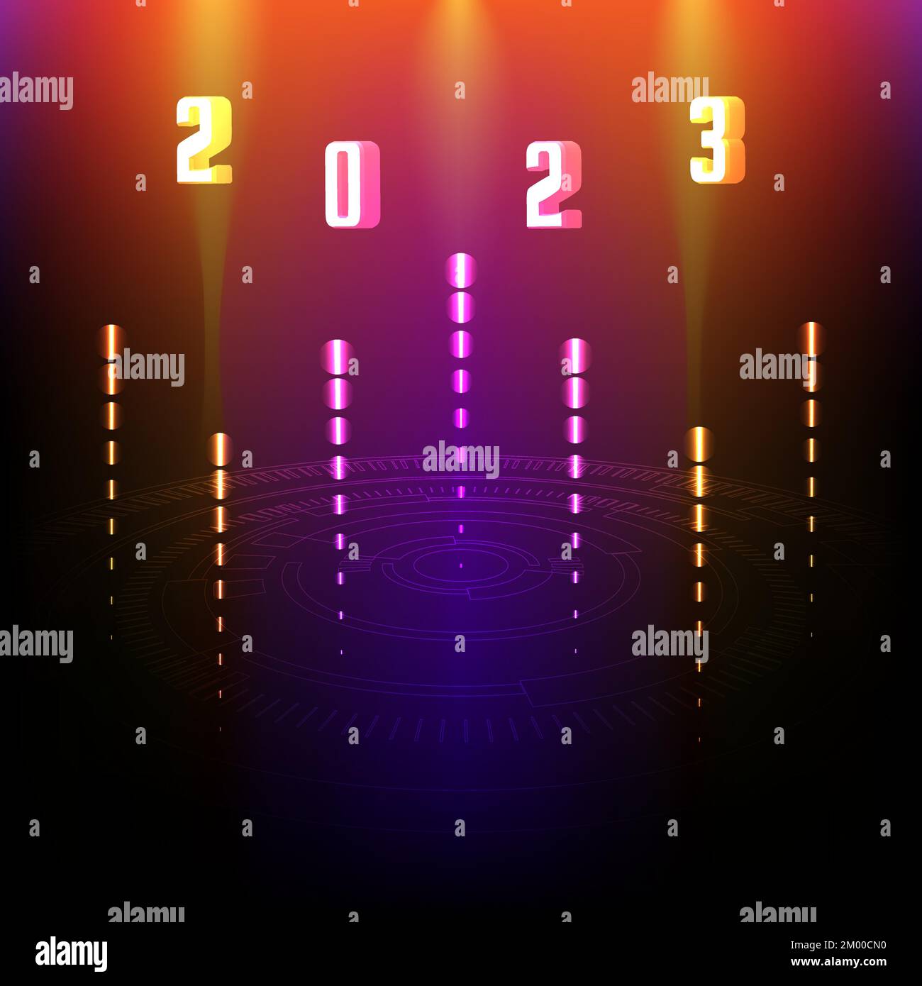Bonne année 2023 brillant technologie moderne communication Internet en ligne résumé arrière-plan web modèle papier peint motif illustration vectorielle Illustration de Vecteur
