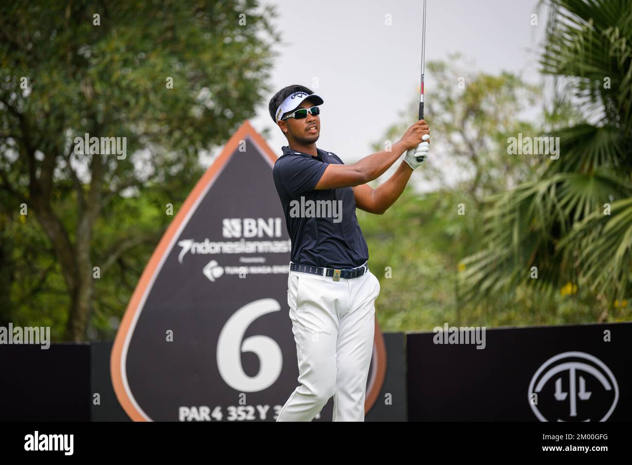 Jakarta, INDONÉSIE. 03rd décembre 2022. Sarit Suwannarut, de THAÏLANDE, s'est hoff au trou 6 au cours de la ronde 3rd des maîtres indonésiens BNI au club de golf Royale Jakarta à Jakarta, INDONÉSIE. Suwannarut a tenu 2 coups loin du terrain à 15-unégale quand le mauvais temps a mis fin à la procédure. Crédit : Jason Butler/Alay Live News. Banque D'Images