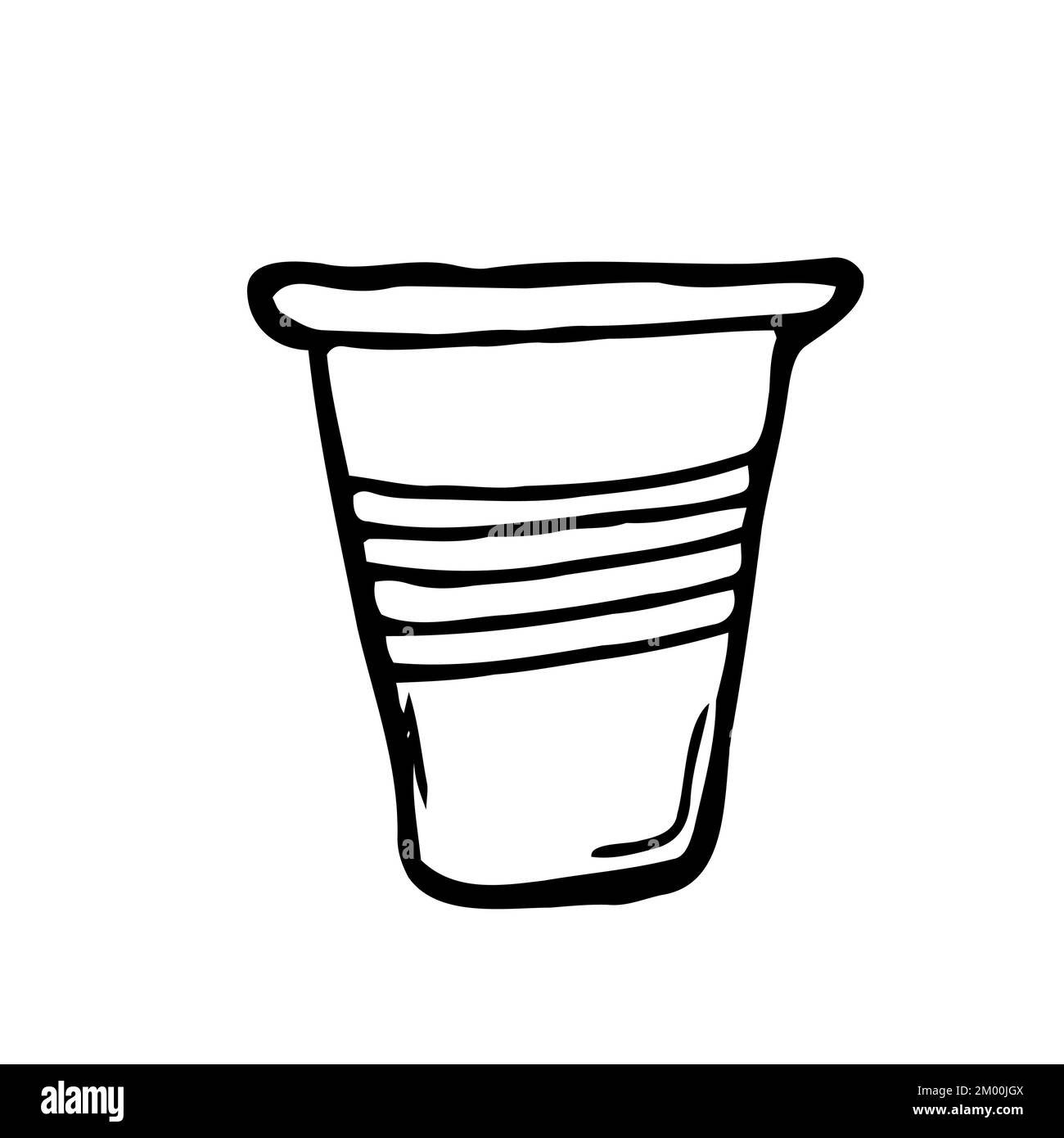 Verre en plastique Doodle. Esquisse vectorielle de la vitre. Icône simple Illustration de Vecteur