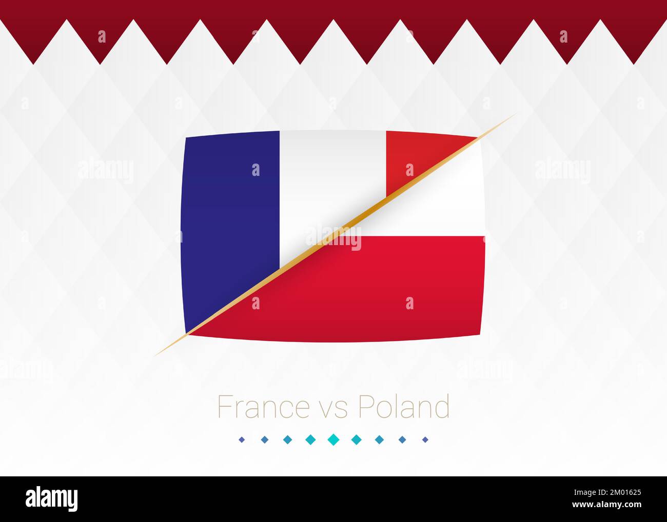 Équipe nationale de football France contre Pologne, Round de 16. Match de football 2022 contre icône. Illustration vectorielle. Illustration de Vecteur