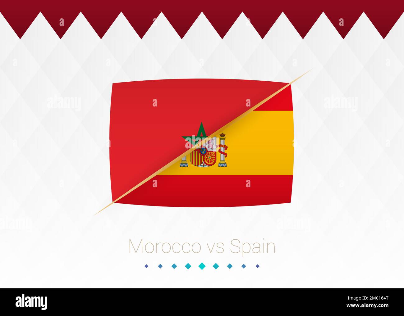 Équipe nationale de football Maroc contre Espagne, Round de 16. Match de football 2022 contre icône. Illustration vectorielle. Illustration de Vecteur