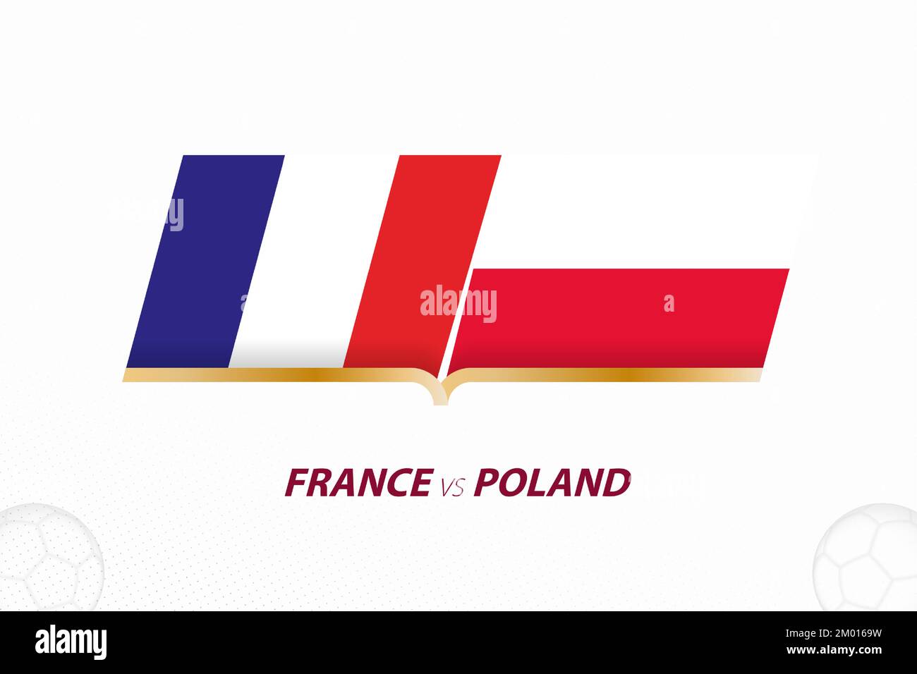La France contre la Pologne dans la compétition de football, Round of 16. Icône Versus sur l'arrière-plan du football. Icône vecteur sport. Illustration de Vecteur