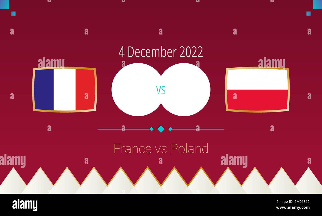 Match de football entre la France et la Pologne dans le Round de 16, compétition internationale de football 2022. Icône versus. Illustration de Vecteur