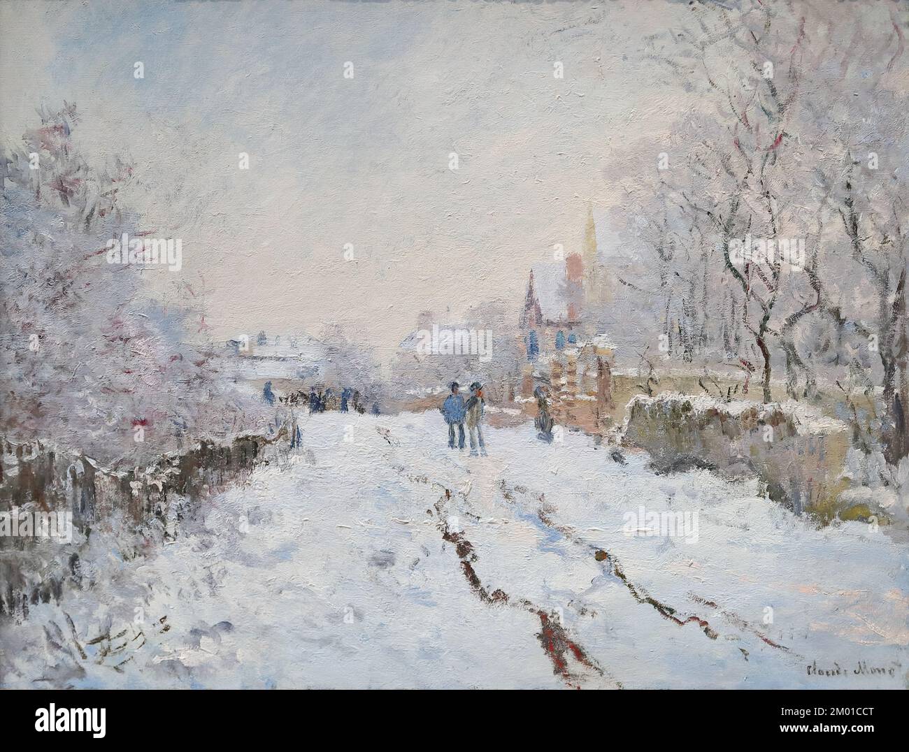 Scène de neige à Argenteuil par le peintre impressionniste français Claude Monet à la Galerie nationale, Londres, Royaume-Uni Banque D'Images