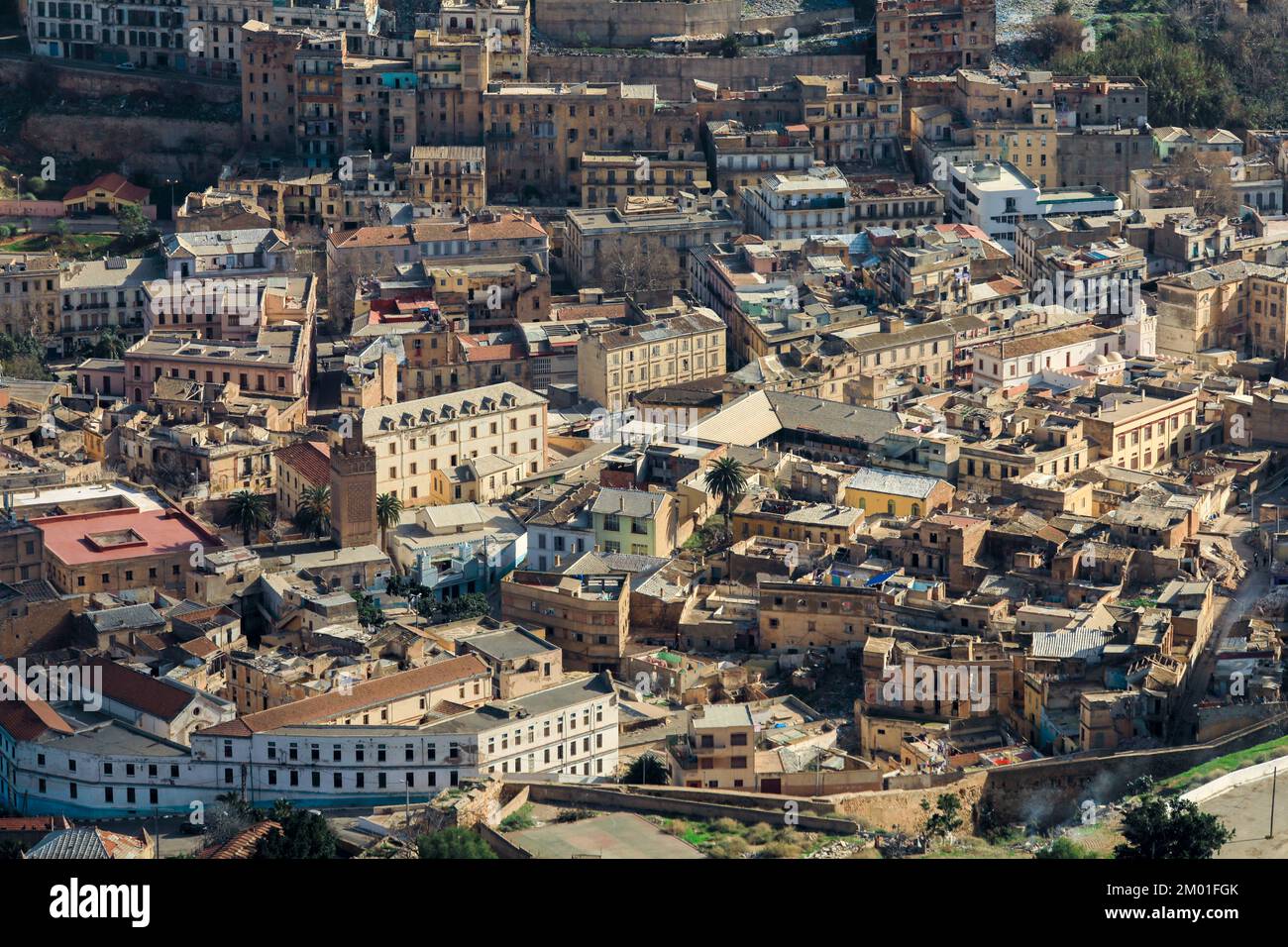 Vue panoramique sur les toits de la vieille ville d'Oran, Algérie Banque D'Images