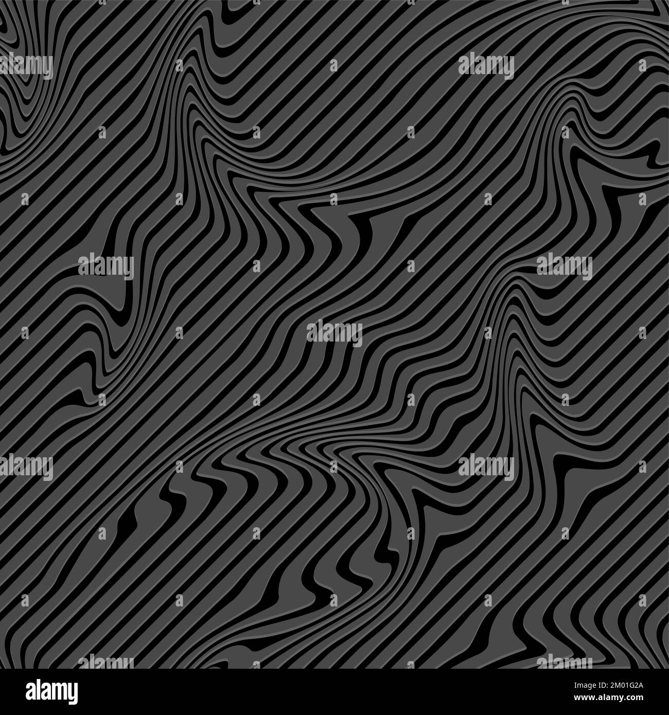 Résumé Illustration d'un arrière-plan rayé en noir et gris avec motif géométrique et effet de distorsion visuelle. Art. Op Illustration de Vecteur