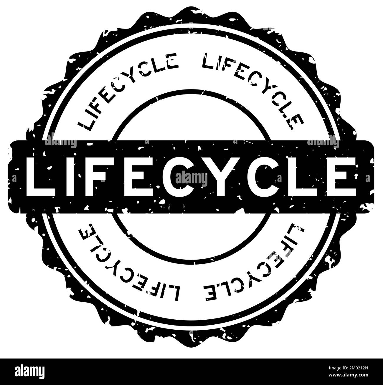 Grunge noir mot cycle de vie rond joint caoutchouc cachet sur fond blanc Illustration de Vecteur