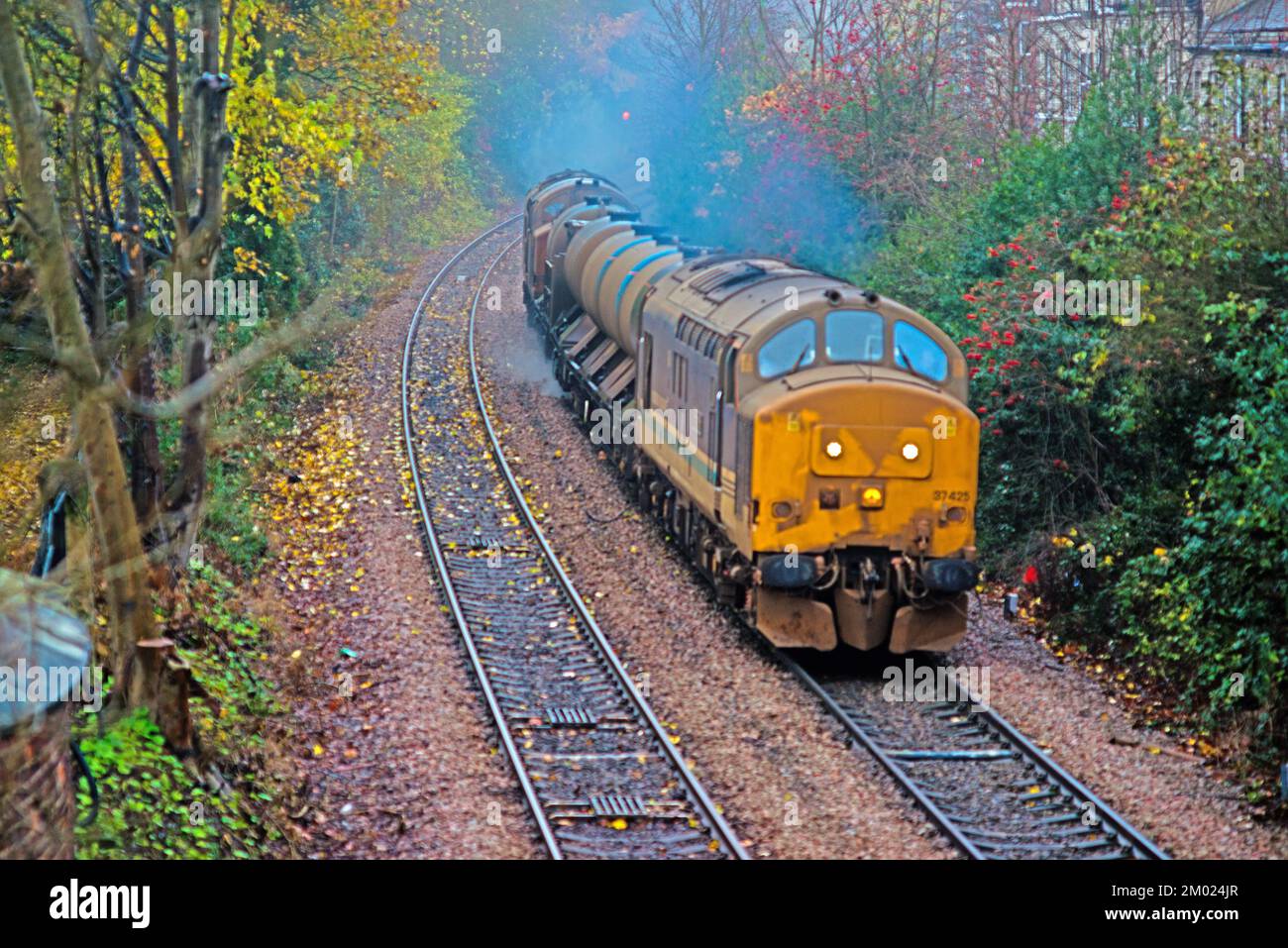 Classe 37425 Concrete Bob on Rail Head Treatment train à Bootham, York, Angleterre 28th novembre 2022 Banque D'Images
